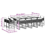 13 Piece Garden Dining Set with Cushions Black Poly Rattan