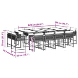13 Piece Garden Dining Set with Cushions Black Poly Rattan - 45-Degree Angle