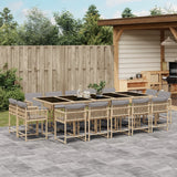 15 Piece Garden Dining Set with Cushions Mix Beige Poly Rattan
