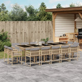 15 Piece Garden Dining Set with Cushions Mix Beige Poly Rattan