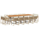 15 Piece Garden Dining Set with Cushions Beige Poly Rattan