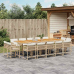 15 Piece Garden Dining Set with Cushions Beige Poly Rattan