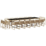 17 Piece Garden Dining Set with Cushions Beige Poly Rattan