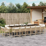 17 Piece Garden Dining Set with Cushions Beige Poly Rattan