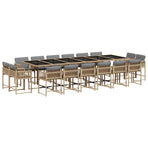 17 Piece Garden Dining Set with Cushions Mix Beige Poly Rattan