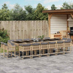 17 Piece Garden Dining Set with Cushions Mix Beige Poly Rattan