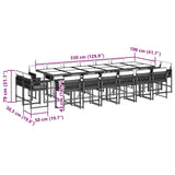 17 Piece Garden Dining Set with Cushions Black Poly Rattan - 45-Degree Angle