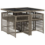 5 Piece Garden Dining Set with Cushions Grey Poly Rattan - Side View