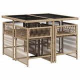 5 Piece Garden Dining Set with Cushions Beige Poly Rattan
