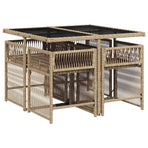 5 Piece Garden Dining Set with Cushions Mix Beige Poly Rattan