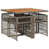 5 Piece Garden Dining Set with Cushions Grey Poly Rattan