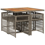 5 Piece Garden Dining Set with Cushions Grey Poly Rattan - Side View