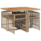 5 Piece Garden Dining Set with Cushions Beige Poly Rattan
