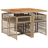 5 Piece Garden Dining Set with Cushions Beige Poly Rattan - Side View