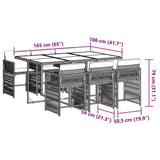 7 Piece Garden Dining Set with Cushions Grey Poly Rattan - Rear View