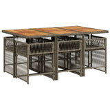 7 Piece Garden Dining Set with Cushions Grey Poly Rattan
