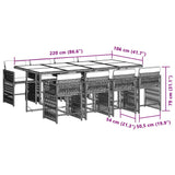 9 Piece Garden Dining Set with Cushions Mix Beige Poly Rattan - Rear View