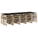 11 Piece Garden Dining Set with Cushions Mix Beige Poly Rattan - Side View