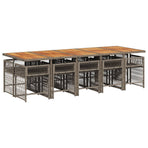 11 Piece Garden Dining Set with Cushions Grey Poly Rattan