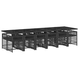 13 Piece Garden Dining Set with Cushions Black Poly Rattan - Side View