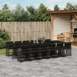 13 Piece Garden Dining Set with Cushions Black Poly Rattan