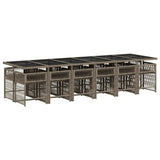 13 Piece Garden Dining Set with Cushions Grey Poly Rattan - Side View