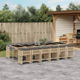 13 Piece Garden Dining Set with Cushions Mix Beige Poly Rattan