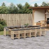 13 Piece Garden Dining Set with Cushions Mix Beige Poly Rattan