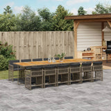 13 Piece Garden Dining Set with Cushions Grey Poly Rattan