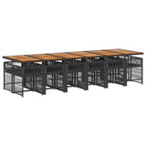 13 Piece Garden Dining Set with Cushions Black Poly Rattan - Side View