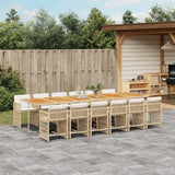 13 Piece Garden Dining Set with Cushions Beige Poly Rattan