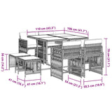 9 Piece Garden Dining Set with Cushions Black Poly Rattan - Rear View