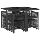 9 Piece Garden Dining Set with Cushions Black Poly Rattan - Side View