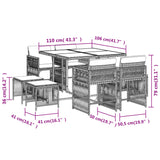 9 Piece Garden Dining Set with Cushions Grey Poly Rattan - Rear View