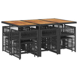 11 Piece Garden Dining Set with Cushions Black Poly Rattan - Side View