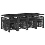 13 Piece Garden Dining Set with Cushions Black Poly Rattan - Side View