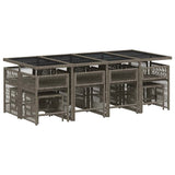 13 Piece Garden Dining Set with Cushions Grey Poly Rattan - Side View