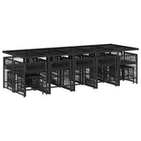 15 Piece Garden Dining Set with Cushions Black Poly Rattan - Side View
