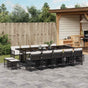 15 Piece Garden Dining Set with Cushions Black Poly Rattan