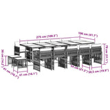 15 Piece Garden Dining Set with Cushions Black Poly Rattan - Rear View