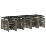 15 Piece Garden Dining Set with Cushions Grey Poly Rattan
