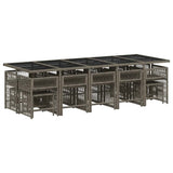 15 Piece Garden Dining Set with Cushions Grey Poly Rattan - Side View
