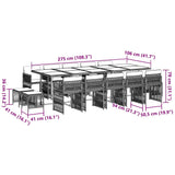 15 Piece Garden Dining Set with Cushions Grey Poly Rattan - Rear View