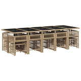 15 Piece Garden Dining Set with Cushions Beige Poly Rattan
