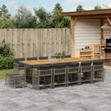 15 Piece Garden Dining Set with Cushions Grey Poly Rattan