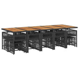 15 Piece Garden Dining Set with Cushions Black Poly Rattan