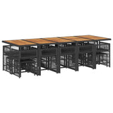 15 Piece Garden Dining Set with Cushions Black Poly Rattan - Side View