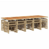 15 Piece Garden Dining Set with Cushions Beige Poly Rattan