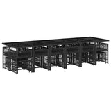 17 Piece Garden Dining Set with Cushions Black Poly Rattan - Side View