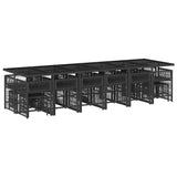 17 Piece Garden Dining Set with Cushions Black Poly Rattan - Side View